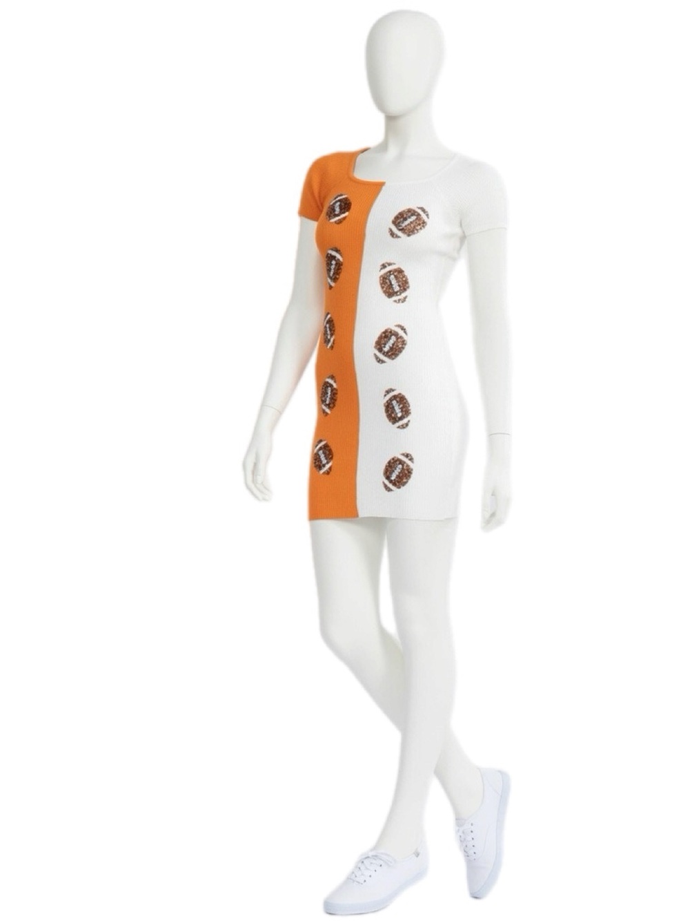 PEACH LOVE CALIFORNIA ribbed sequin fitted football dress S M L